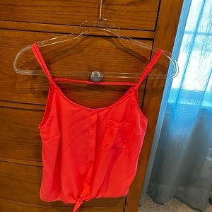 Womens hot coral summer tank, dressy material, worn 1x
